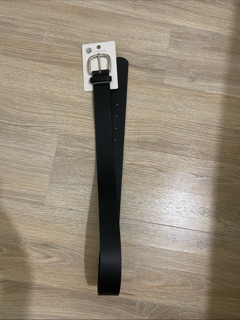 Express Black Faux Leather Belt with Silver Buckle Accent